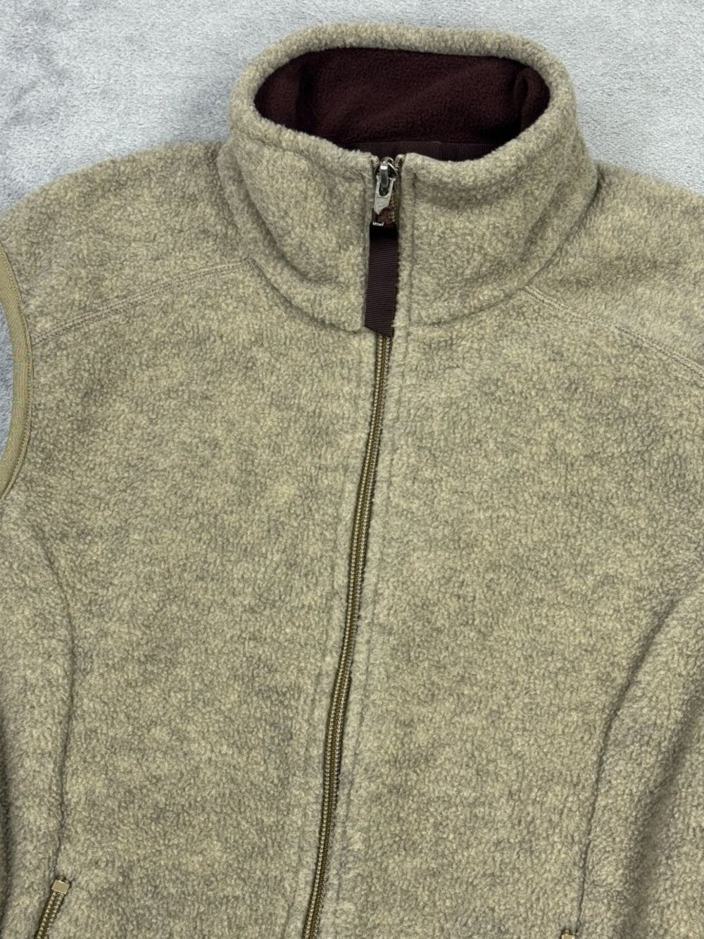 Vintage 90s Patagonia Synchilla Fleece Vest Womens M Tan Brown Gorpcore Hiking - Picture 8 of 11